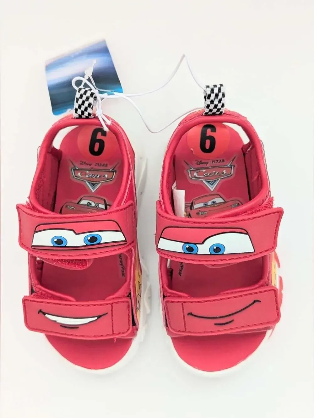 NWT Cars Lightning McQueen Kids (Size 6) Light-Up Sandals w/Velcro Open/Close